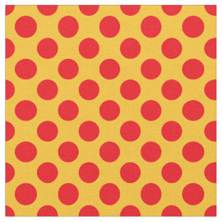 Tissu jaune et rouge de point de polka