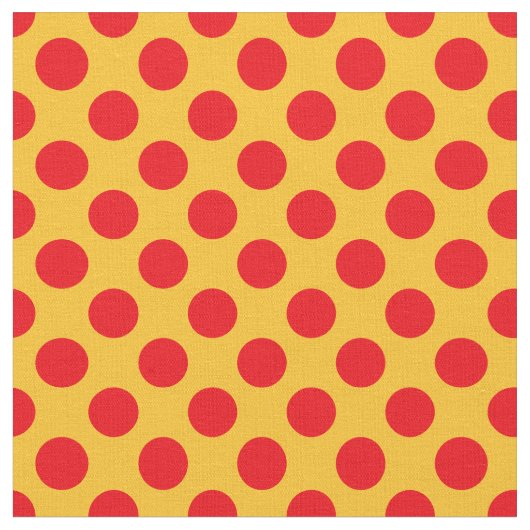 Tissu jaune et rouge de point de polka (Fermer)