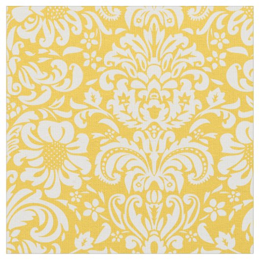 Tissu Jaune Floral Damask (Fermer)