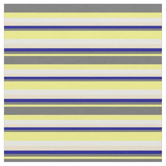 Tissu Jaune, Gris Dim, Bleu Foncé, Tan & Blancs (Fermer)