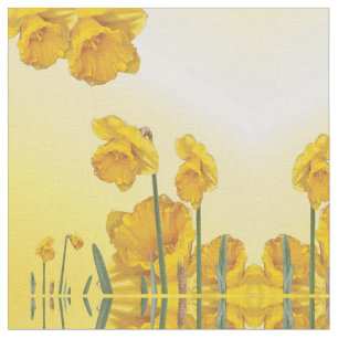 Tissu Jaune Narcisse Daffodique Retro look Vintage