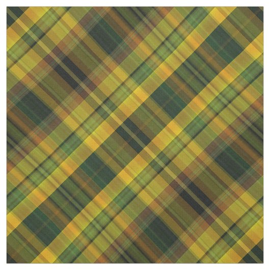 Tissu Jaune, orange et tartan vert de contrôle (Échantillon)