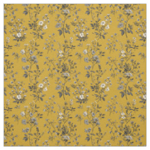 Tissu Jaune Rustique Botanique Fleurie Bohème Vintage Gr