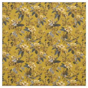 Tissu Jaune Rustique Botanique Fleurie Bohème Vintage Gr