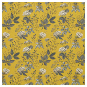 Tissu Jaune Rustique Botanique Fleurie Bohème Vintage Gr