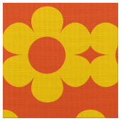 Tissu Jaune sur Orange Fleurs rayures Retro Fabric 60s (Fermer)