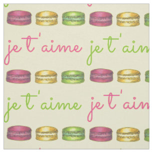 Tissu Je T'aime Je t'aime France Pâtisserie Macaron Fran
