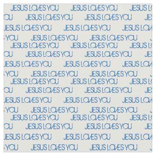 Tissu Jésus t'aime Bleu Grunge Blanc (Fermer)