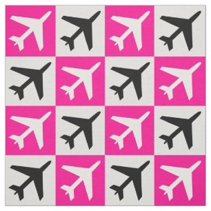 Tissu Jets volants de l'aviation géométrique rose