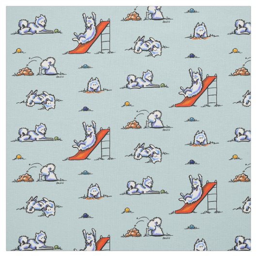 Tissu Jeu Samoyeds Touch de Turquoise (Échantillon)