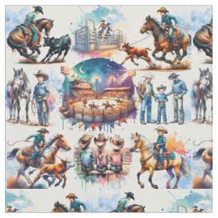 Tissu Jeune Cow-Boy de Rodéo Occidental qui Fait du Lace