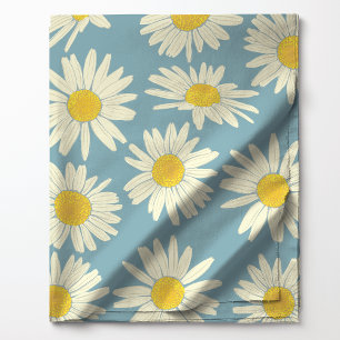 Tissu Joli bleu ciel et floral blanc Daisy