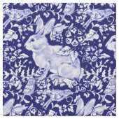 Tissu Joli bleu foncé et blanc lapin Oiseau Dedham Delft (Fermer)