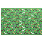 Tissu Joli Cartoon Chevaux Enfants Vert (Fat Quarter)