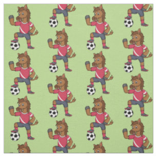 Tissu Joli cheval drôle jouant dessin de football