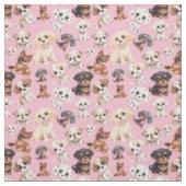 Tissu Joli Chien Chien Rosé (Échantillon)