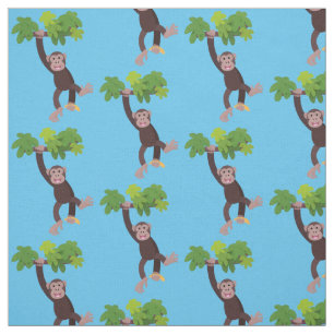 Tissu Joli chimpanzé dans la jungle suspendu dessin anim