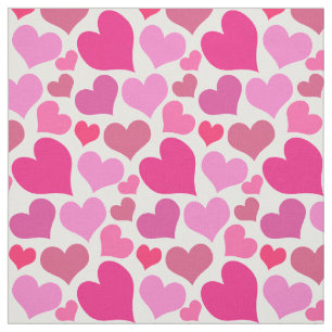 Tissu Joli Coeur Rose Plein D'Amour