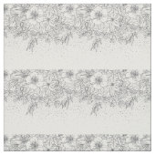 Tissu Joli Doodé à fleurs et confetti noir blanc (Échantillon)