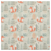 Tissu Joli Doodle Fox Forest Motif de bois (Échantillon)