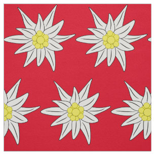Tissu Joli edelweiss rouge et blanc motifs floraux