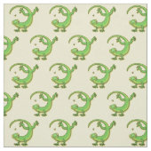 Tissu Joli gecko vert salutations avec dessin animé (Échantillon)