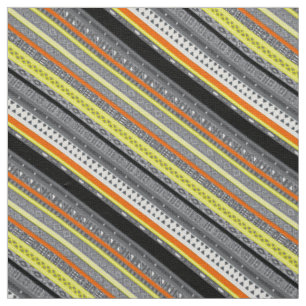 Tissu Joli gris jaune orange aztèque motif