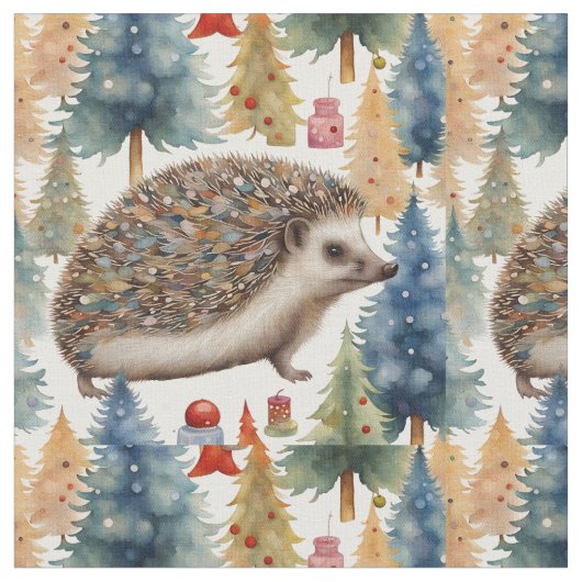 Tissu Joli Hérisson arbres de vacances (Fermer)