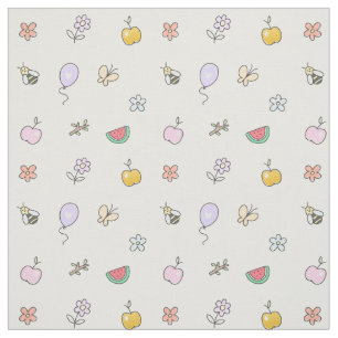 Tissu Joli Motif de fleurs d'abeille Doodle