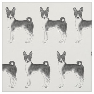Tissu Joli motif d'un chien Basenji en noir et blanc