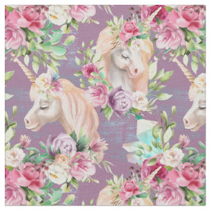 Tissu Joli Motif floral Unicorn sur Lavender