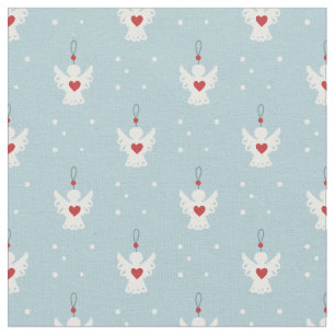 Tissu Joli Noël Angel Rouge Amour Coeur Pastel Bleu