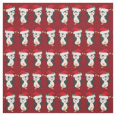 Tissu Joli Noël Penguin Rouge Fête (Échantillon)
