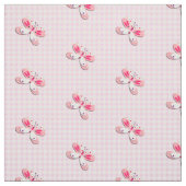 Tissu Joli Papillon En vichy Plaid Rose Blanc (Échantillon)
