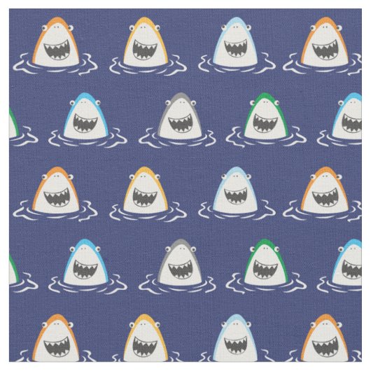 Tissu Joli requin marrant bleu foncé (Fermer)