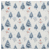 Tissu Joli Snowman Et Snowy Trees (Échantillon)