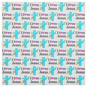 TISSU JOLIE CROIX BLEU INSPIRATIONNELLE J'AIME LE JÉSUS