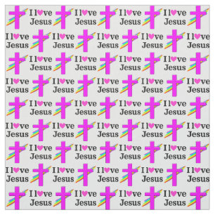 TISSU JOLIE CROIX ROSE CHRÉTIENNE