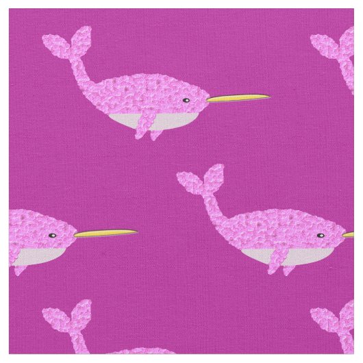 Tissu Jolie fille rose bébé Narwhal Patterned (Fermer)