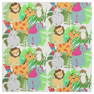 Tissu Jolie jungle colorée Safari Enfants Caricature An