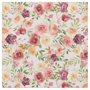 Tissu Jolie Pêche Peony Floral