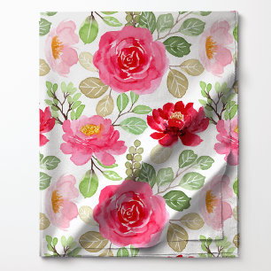 Tissu Jolies Roses Florales Aquarelles Roses Et Rouge