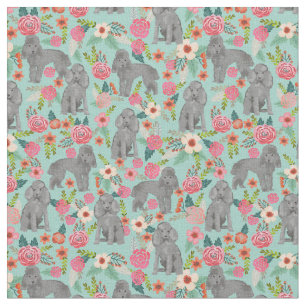 Tissu jouet poodé vintage florales menthe