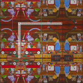 Tissu Jouets dans le grenier (Carreau)