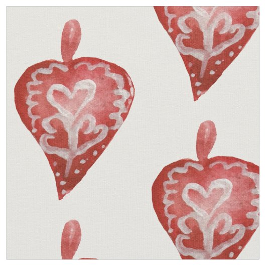 Tissu Jouets de Noël Coeurs rouges (Fermer)
