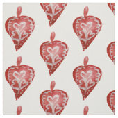 Tissu Jouets de Noël Coeurs rouges (Échantillon)