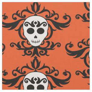 Tissu Jour de la damassé   de crâne de Halloween des