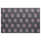 Tissu Jour du crâne mort avec des fleurs (Fat Quarter)
