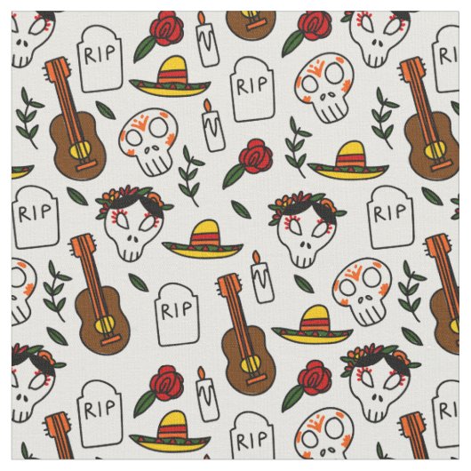 Tissu jour du doodle mort (Fermer)