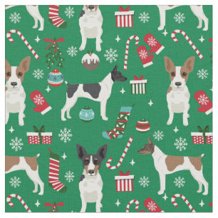 Tissu jour férié de noël de rat terrier dog